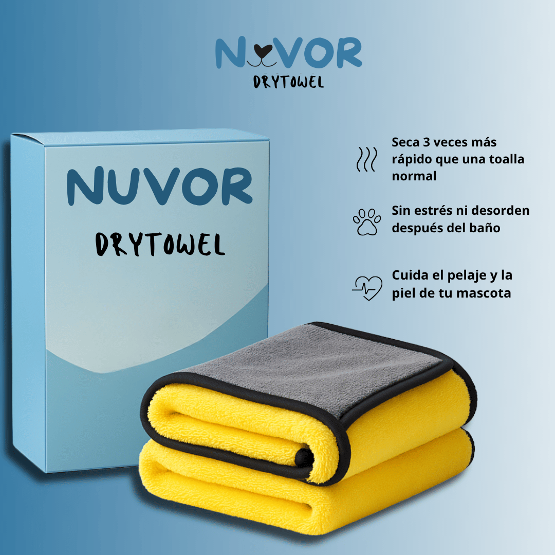 NUVOR DryTowel™ – Toalla Ultra Absorbente para Mascotas